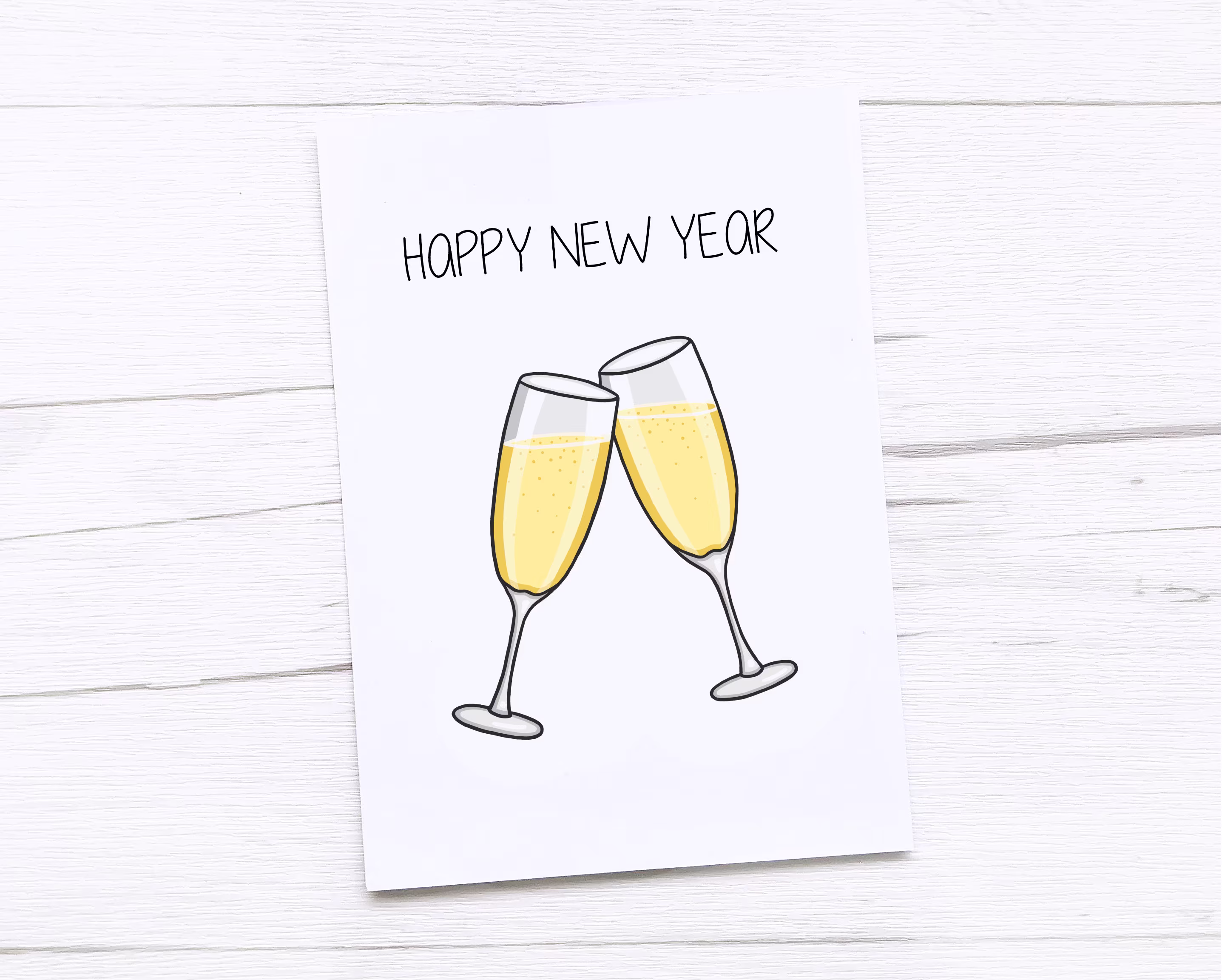 Happy New Year Card | Champagne Glasses