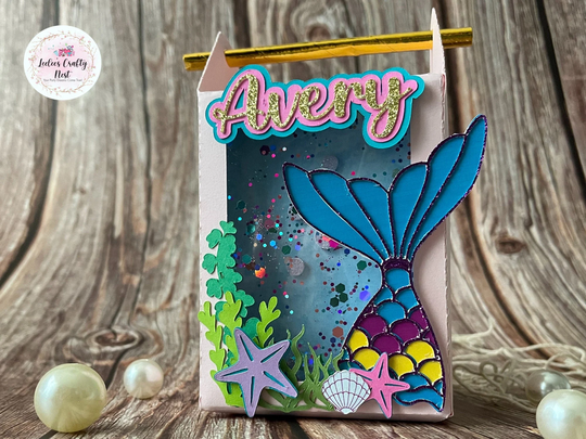 Mermaid Favor Box , Shaker, Unit Of 12, Personalized, Splashing By, Mermaid Tail