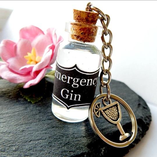 Emergency Gin Keyring, Stocking Filler, Funny Keychain, Pick Me Up, Secret Santa