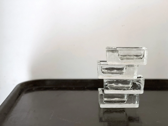 Vintage Midcentury Glass Ashtray | Artik Ice Cube Ashtrays Incense Holder Mcm Italian Made in Italy