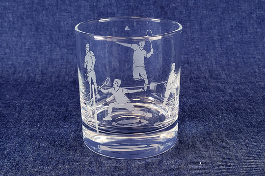 Badminton Engraved Glass Drinks Tumbler