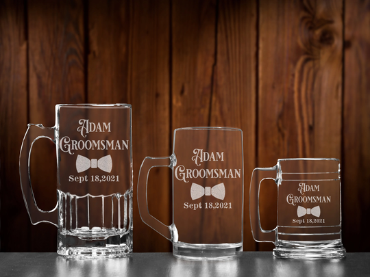 Personalized Beer Mug For Groomsman, Custom Etched Glasses Wedding Party, Engraved Stein Father Of Bride, Gifts Best Man