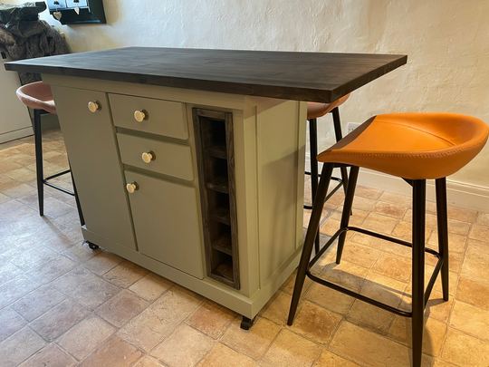 The Tiverton Bespoke Custom Made To Order Kitchen Island Breakfast Bar With Oak Or A Pine Top