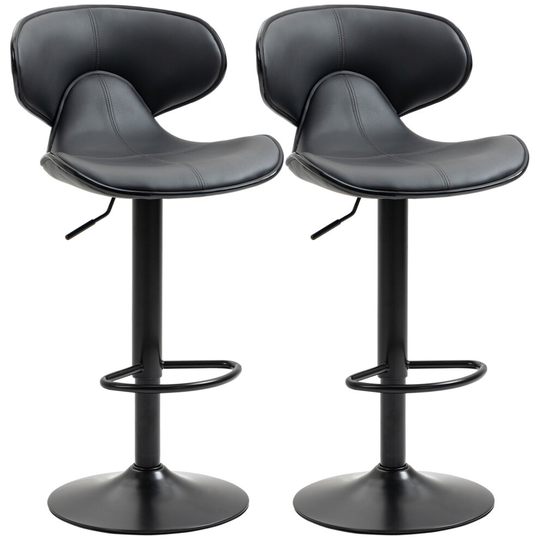 HOMCOM Adjustable Swivel Bar Stools Set of 2 for Counter Bar, Grey