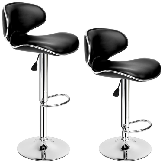 tectake 2 bar stools Bassi made of artificial leather - breakfast bar stools, kitchen stools, kitchen bar stools - black