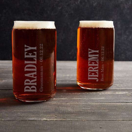 Engraved Personalized Groomsman Beer Can Glass By Lifetime Creations Gift, Groomsmen Gifts, Ships Fast