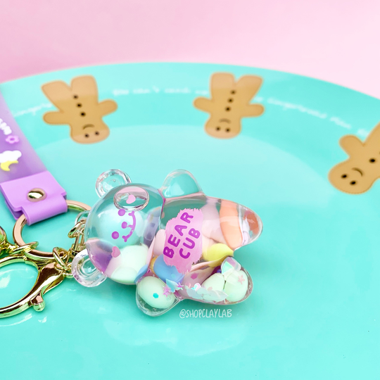 Purple Teddy Bear Shaker Keychain