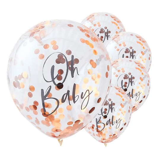 5 Twinkle Oh Baby Rose Gold Confetti Balloons - 12