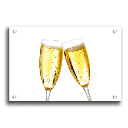 Champagne Glass Cheer Portrait - Unframed Graphic Art Print on Acrylic