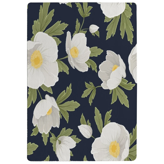 Oshea Winter Rose Designer Shaggy Green/Navy/White Rug