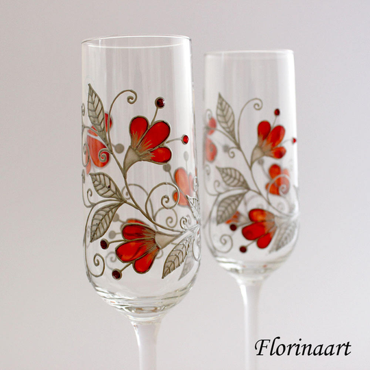 Ruby Red Anniversary Glasses, 40Th Wedding Gift, Glasses, Anniversary, Gift