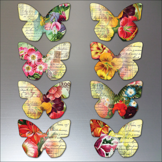 Butterflies Fridge Magnets Decorative Vintage Butterfly Retro Design Set Of 8
