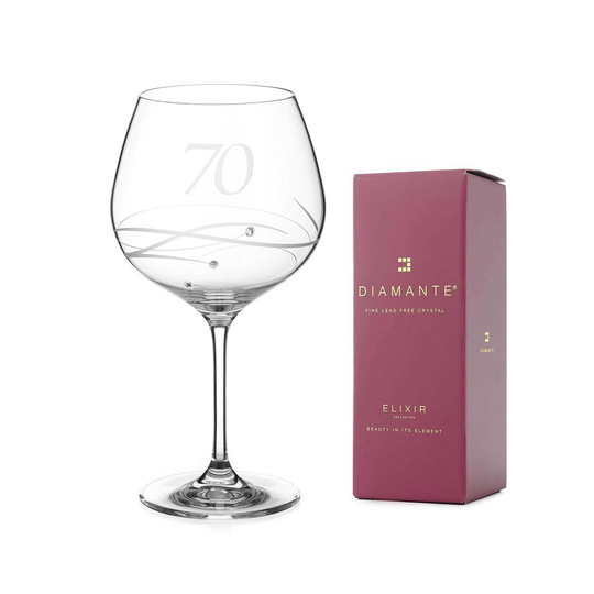 70th Birthday Gin Glass Adorned with Swarovski Crystals - Single Glass