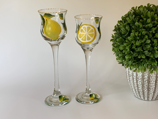 Painted Candle Holders Lemons, Graduation Gift, Hallway Decor Tea Light Holder, Painted Glass, 21st Birthday Gift For Her