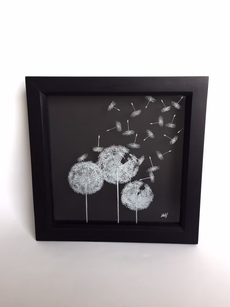 Dandelion Blowing in The Wind - Away Glass Art Engraving Home Wall Thinking Of You Make A Wish