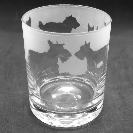 30Cl Glass Whisky Tumbler With Scottish Terrier Frieze Design