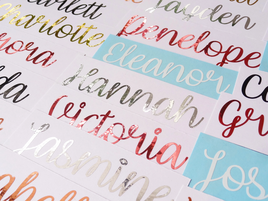 Custom Vinyl Name Sticker, Glass Decal, Bauble Wedding Favor, Bridesmaid Stickers, Personalized Decor, Foil Hen Party