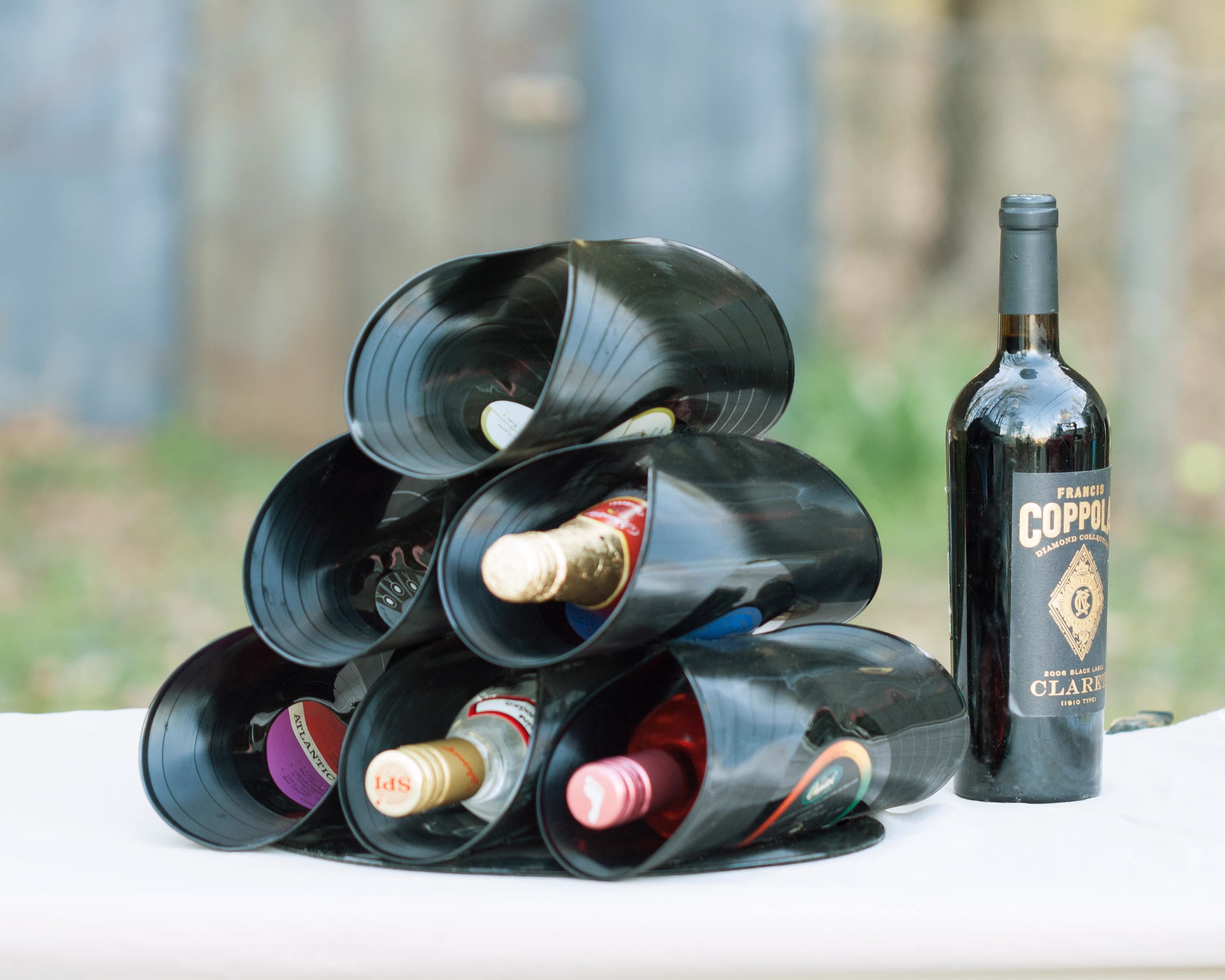 Records Wine Rack/Eco-Friendly Free Standing Kitchen Tabletop Liquor Winerack Sommelier Winery Dj Bartender Chef Music Lover Wedding Gift