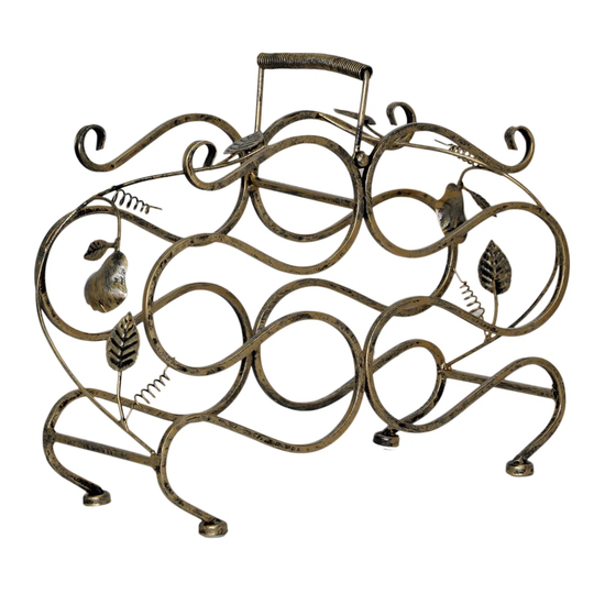 Evie-Grace 6 Bottle Tabletop Wine Bottle Rack in Antique Gold Black