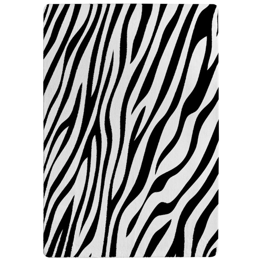 Pang Zebra Print Designer Shaggy Black/White Rug
