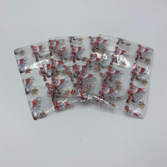 Santa, Reindeer, Clear, Holiday Bow, Christmas, PVC Shaker Bow Sleeve, 10cm X 15cm | 4In 6In, Supplies, Diy Hair Bows