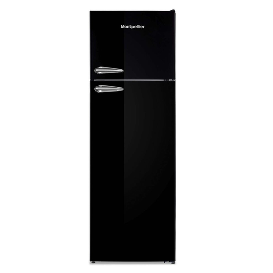 Montpellier MAB346K Black Freestanding Tall Retro Style Top Mount Fridge Freezer