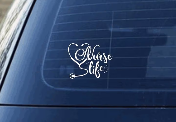 Nurse Life Stethoscope Car Decal Vinyl, Sticker, Tumbler Macbook Decal, Laptop, Personalized Gift