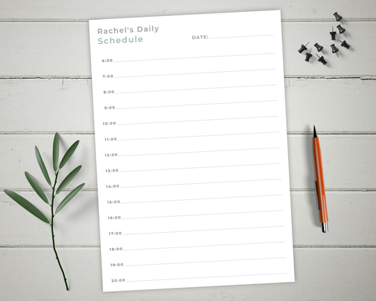 Daily Schedule Notepad - Desk Planner Activities- A4 Or A5 Personalised Hourly Small Large Gift Paper Stationary