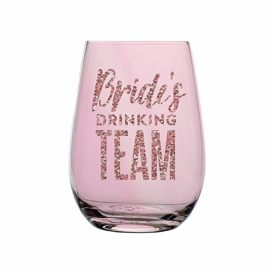 Bride's Drinking Team Wine Glass - Bachelorette Party Décor Bridal Shower Ideas Glasses