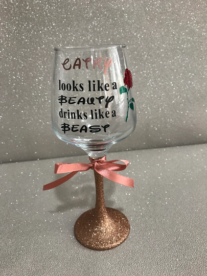 30Th Birthday Glass, 21st Wine Glass For A Birthday, Looks Like Beauty, Drinks Beast Personalised