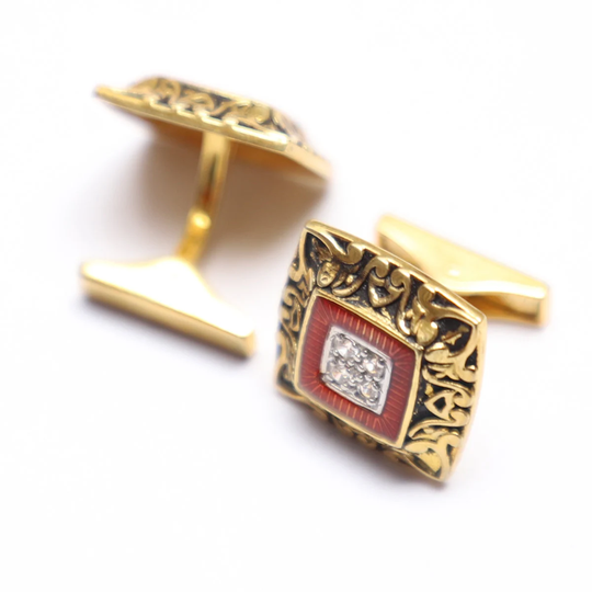 Red Enamel Cufflinks, Groom Groomsmen Gift, Wedding Gift Item, Christmas Cuff Link, Promise 925 Sterling Silver