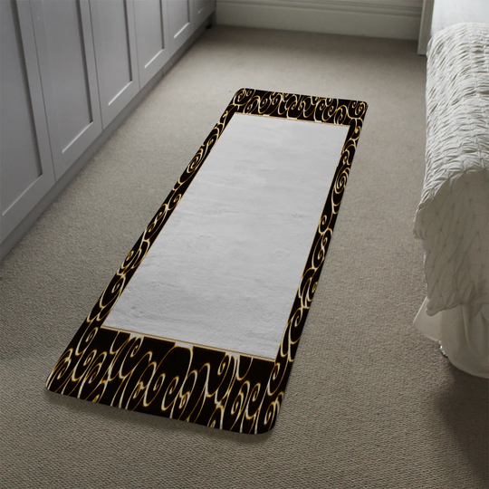 Kral Ancient Egyptian Border Designer Shaggy White/Black Rug
