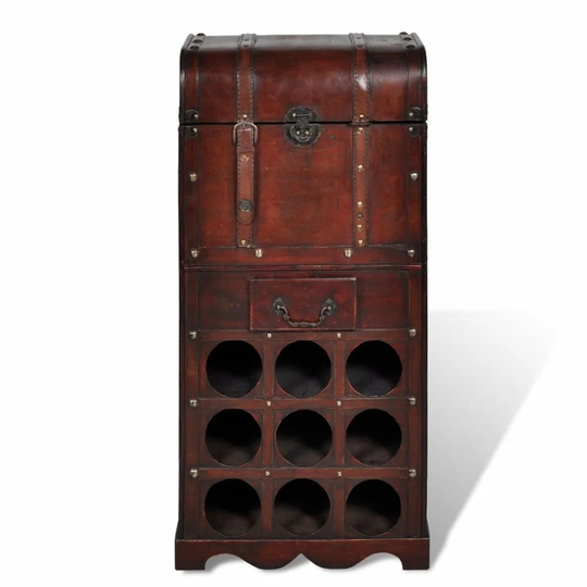 Perryman 9 Bottle Solid Wood Floor Wine Bottle Rack in Walnut