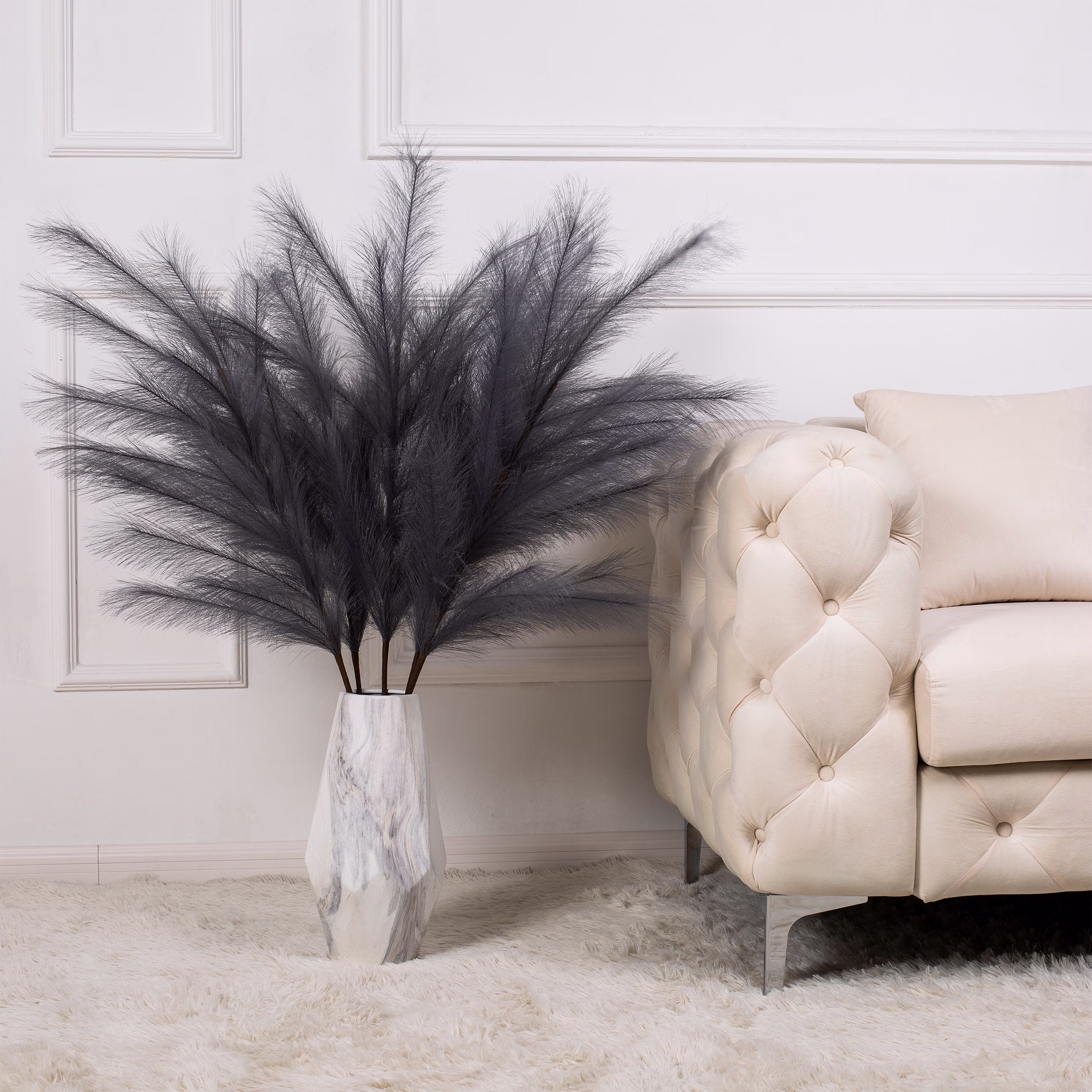 Faux Grey Pampas Grass For Home Decor, Artifical Grass, 120cm Tall Pampas, Artificial Flowers