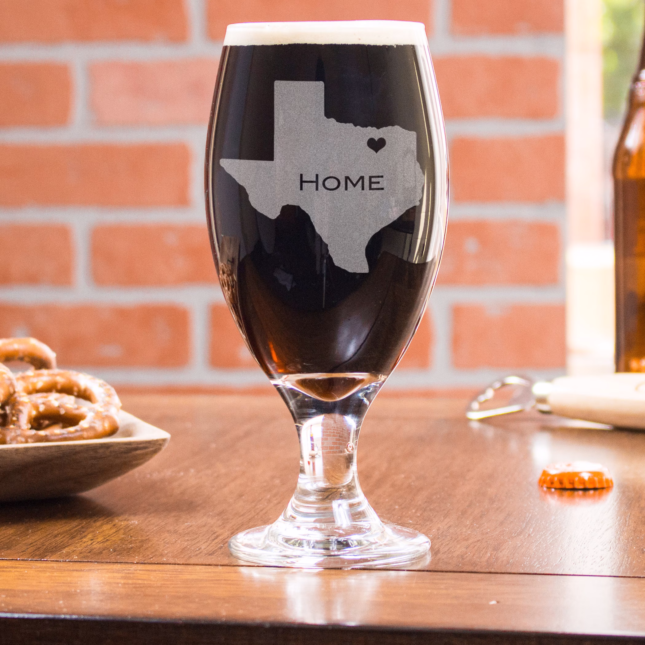 Your State Beer Glass - Etched Stemmed Glasses, Gifts For Him, Personalized Pride, Texas, California, Or Any State, Design Home