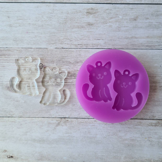 Dangle Earring Mold, 30mm Halloween Cat Flexible Silicone Polymer Clay Supplies, Resin Supplies