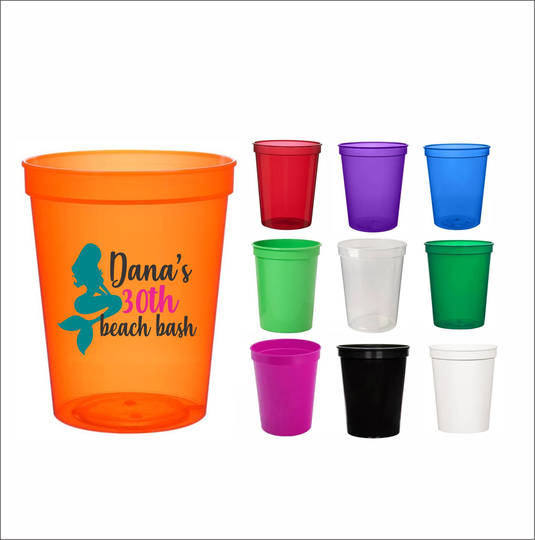 16 Oz Personalized Wedding Cups, Party Favors, Stadium Custom Bachelorette, Getaway Trip, Beach, Mermaid Birthday