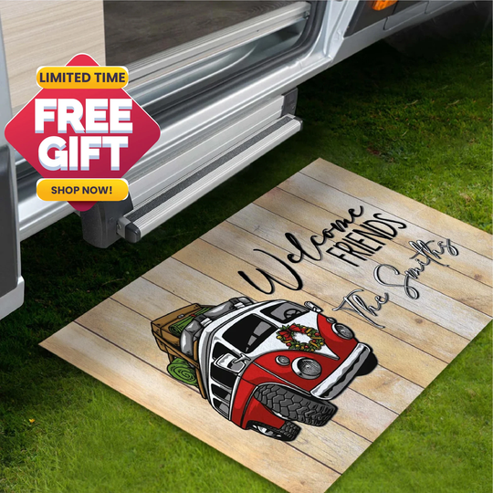 Welcome Friends Camper Doormat Camping Mat Family Name Gift Accessories Decor Personalized Custom Funny cm010