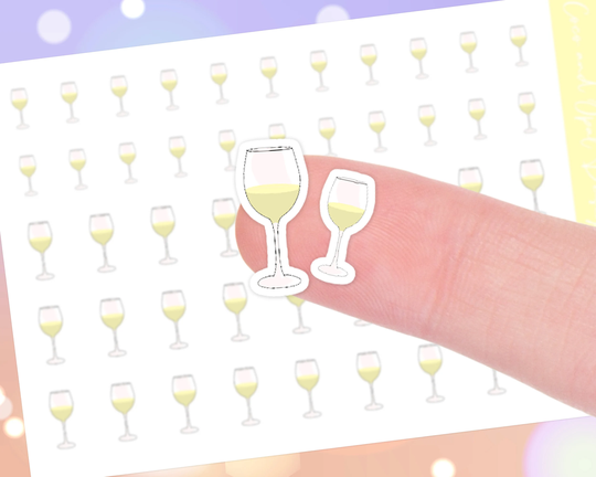 White Wine Glass Planner Stickers in Small & Large Sizes