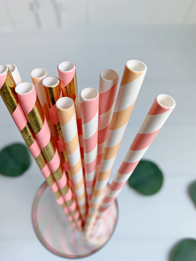 Peach, Pink & Gold Straws