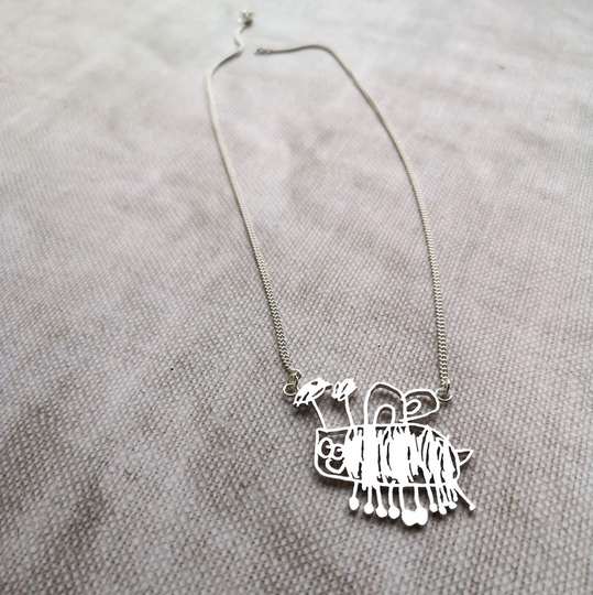 Actual Kids Drawing Necklace - Children Personalised Jewellery Artwork Mum Gift Grandma