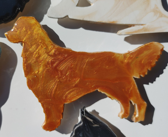Painted Golden Retriever Magnet, Acrylic Pour Art
