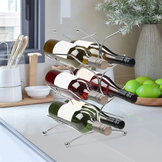Villalobos 6 Bottle Tabletop/Countertop Wine Bottle Rack in Silver