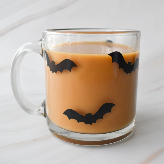 Clear Coffee Glass Mug Or Beer Can With Vinyl Bat Decals