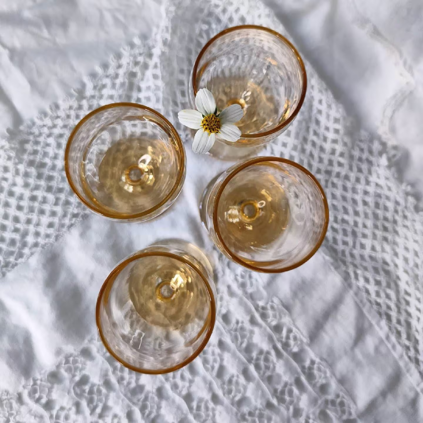 Tangerine Short Glasses With Satin Sheen ~ Set Of 4
