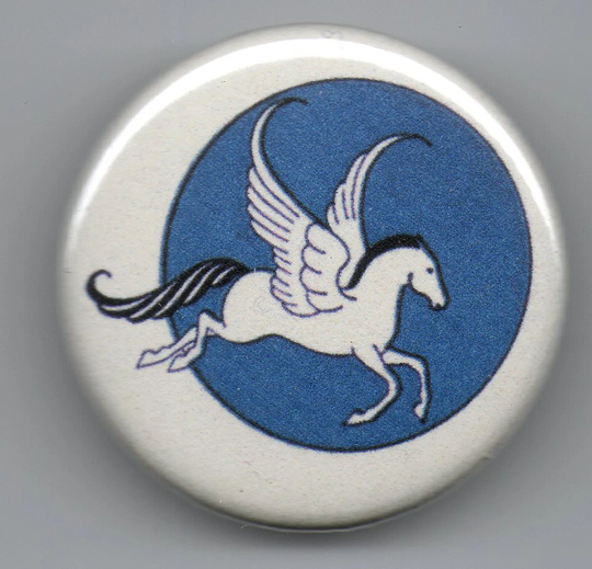 Pegasus in Blue1.25 Inch Button Vintage Image