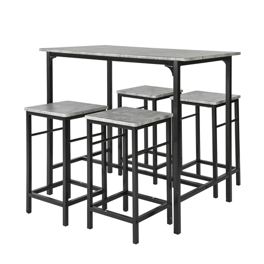 SoBuy® OGT11-HG, 1 Bar Table and 4 Stools, Kitchen Breakfast Dining Set