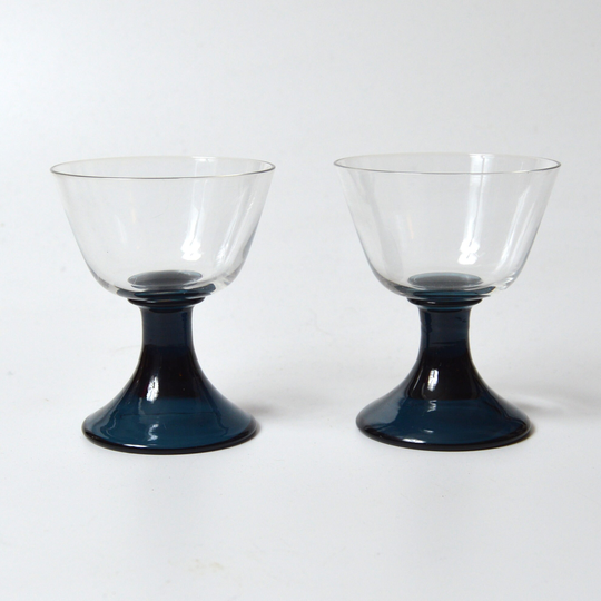 Mcm 2 Vintage Saara Hopea Nuutajaarvi Blue Cocktail Glasses