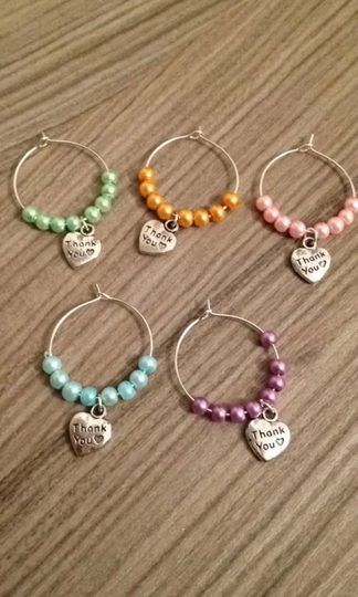 Beautiful Thank You Wine Glass Charms, Charms For Glasses, Wedding Favours