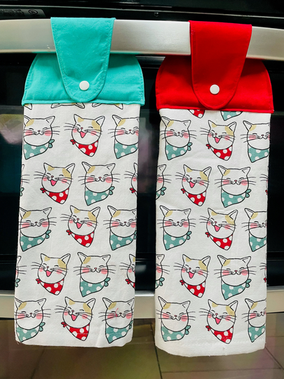 Kitty Cat Faces Hanging Kitchen Towels/Cat Lover Gift Hanging Towels/Kitchen Towel/Funny Towels/ Towels
